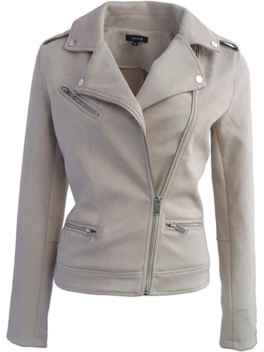 Women’s Stone Faux Suede Jacket Long Sleeve Zipper Casual Outerwear